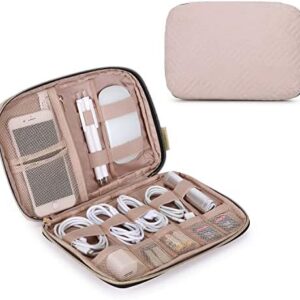 BAGSMART Electronics Organizer Travel Case, Small Travel Cable Organizer Bag for Travel Essentials, Travel Tech Organizer as Travel Accessories for Women, Cord Organizer for Phone, SD Card, Soft Pink