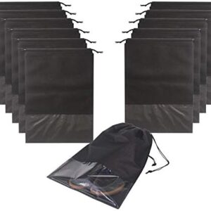 12PCS Travel Shoe Bags with Rope for Men and Women Large Shoes Pouch Storage Packing Organizers, Black