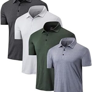 TELALEO 4/5 Pack Mens Polo Shirts Quick Dry Short Sleeve Golf T Shirt Performance Moisture Wicking Casual Workout