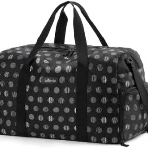 Marvolia Small Gym Bag for Women - Duffle Bag for Travel Weekender Bag with Shoe Compartment Carry on Bag for Women - Black