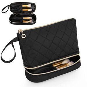 Ethereal Small Makeup Bag, Cosmetic Bag Double Layer Makeup Organizer Bag Large Capacity Makeup Pouch Travel Toiletry Bag Accessories