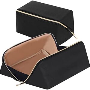 rlokosfb Portable Makeup Bag Opens Flat for Easy Access,Waterproof Large Cosmetic Bag Toiletry Bag,Travel Accessories Overnight Bag for Cosmetics,Toiletries and Daily Use (Black, Medium)
