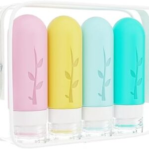 TEIVUL 4 Pack Travel Size Bottles,3oz Silicone Travel Bottles for Toiletries,TSA Approved Travel Size Containers,Leak Proof Squeezable Travel Accessories for Shampoo Lotion-BPA Free