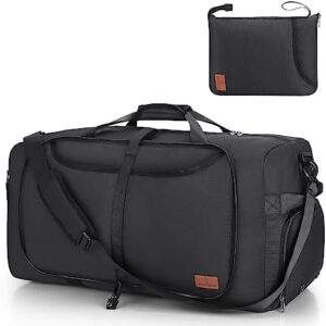 60L Duffle Bag for Men Travel, Large Trave Duffle Bag with Shoe Compartment for Men Women, Foldable Duffle Bag for Traveling, Gym Bag, Waterproof & Tear-Resistant, Black