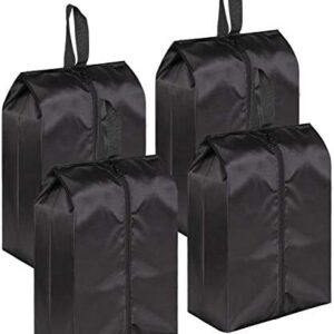MISSLO Portable Nylon Travel Shoe Bags with Zipper Closure (Pack 4, Black)