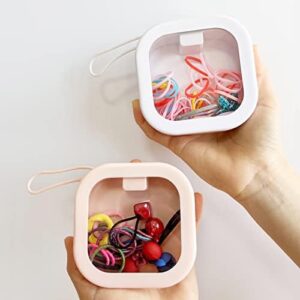 ZEQIDOU Hair Tie Organizer 2PCS, Portable Hair Tie Holder Organizer Can Be Stackable Or Hang, Optimal Travel Accessories Organizer for Hair Tie, Qtip, Hair clip, Hair Supplies, Hair pin. (Pink&White)