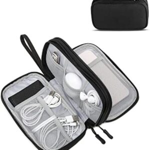 XQXA Electronic Organizer, Travel Cable Organizer Bag Pouch Electronic Accessories Carry Case Portable Water-Resistant Double Layers Storage Bag for Cable, Cord, Charger, Phone, Earphone Black