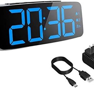 CANY Dual Alarm Clock with Large 6.3 Inch LED Display for Bedrooms, Kitchen, Desk, Shelf, Travel, Home and Business (UL Certified Power Adapter, Micro USB Cable and Backup Battery Included)