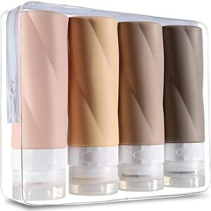 Gemice Travel Bottles for Toiletries, 3oz Tsa Approved Travel Size Containers BPA Free Leak Proof Travel Tubes Refillable Liquid Travel Accessories with Clear Toiletry Bag (4 Pack)