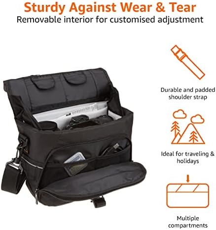 Amazon Basics Gadget Messenger Bag, Medium, Black - Image 3