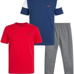 Reebok Boys' Jogger Set - 3 Piece Short Sleeve T-Shirt and Fleece Joggers (Size: 8-12)