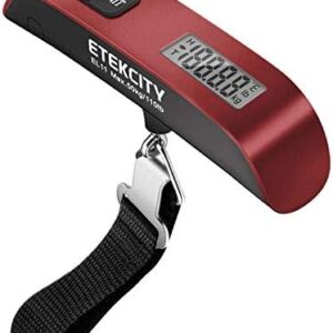 Etekcity Luggage Scale, Travel Essentials, Digital Weight Scales for Travel Accessories, Portable Handheld Scale with Temperature Sensor, Rubber Paint, 110 Pounds, Battery Included