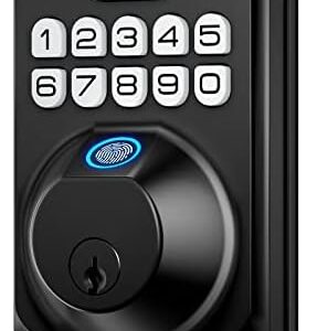 TEEHO TE002 Fingerprint Door Lock - Keyless Entry Door Lock with Keypad - Electronic Deadbolt Keyed Entry - Front Door Lock - Combination Door Lock - Easy Installation - Matte Black