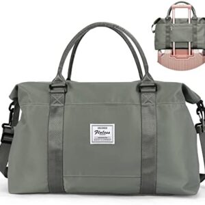 Travel Duffel Bag for Women, Overnight Weekender Bag with Wet Pocket & Trolley Sleeve, Carry On Tote for Sports Gym ,Green