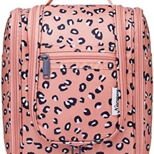Narwey Hanging Travel Toiletry Bag Cosmetic Make up Organizer for Women and Men (Medium, Orange Leopard)