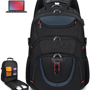 NUBILY Laptop Backpack 17 Inch Waterproof Travel Backpack TSA Friendly Extra Large College Backpack 17.3 Business Computer Backpack Men Women with USB Charging Port Bookbag Gaming Backpack Blue 45L