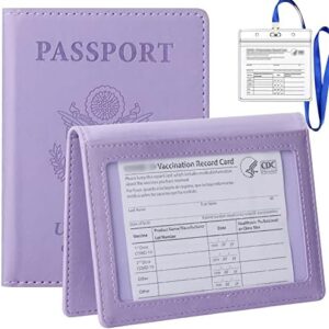 TIGARI Passport Holder Women, Travel Must Haves Passport and Vaccine Card Holder Combo, Slim Travel Accessories Passport Wallet for Men, PU Leather Passport Cover Protector Travel Essentials