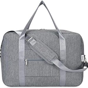 For Spirit Airlines Personal Item Bag 18x14x8 Foldable Travel Duffel Bag Tote Carry on Luggage Overnight Bag Weekender for Women and Men 25L (Grey)