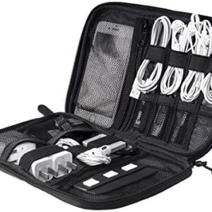 BAGSMART Electronics Organizer Travel Case, Small Travel Cable Organizer Bag for Travel Essentials, Travel Tech Organizer as Travel Accessories, Cord Organizer for Phone, Power Bank SD Card, Black
