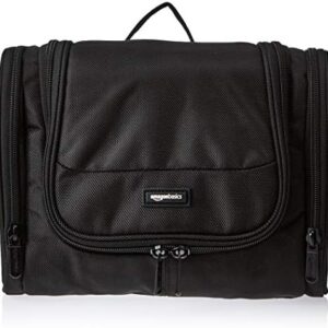 Amazon Basics Hanging, Travel Toiletry Bag Organizer, Shower Dopp Kit, Black