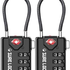 SURE LOCK TSA Compatible Travel Luggage Locks, Inspection Indicator, Easy Read Dials - 2 pack