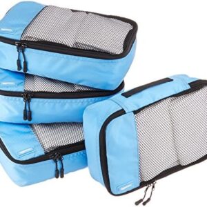 Amazon Basics Small Packing Travel Organizer Cubes Set, Sky Blue - 4-Piece Set