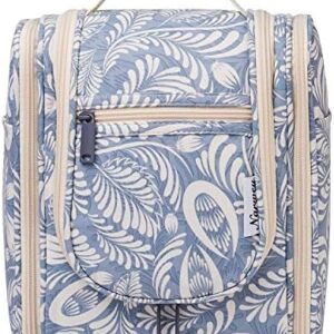 Narwey Hanging Travel Toiletry Bag Cosmetic Make up Organizer for Women and Men (Medium, Blue Leaf)