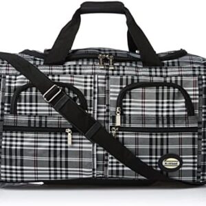 Rockland unisex-adult Rolling Duffel Bag, Black Cross Plaid, 22-Inch