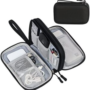 FYY Electronic Organizer, Travel Cable Organizer Bag Pouch Electronic Accessories Carry Case Portable Waterproof Double Layers Storage Bag for Cable, Cord, Charger, Phone, Earphone, Large Size, Black
