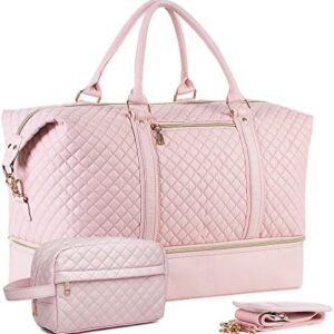 Travel Bags for Women,Weekender Overnight Bag with Shoe Pouch Large Carry On Bag Travel Tote Duffel Bag for Women with Toiletry Bag