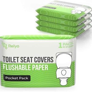 Toilet Seat Covers Paper Flushable (50 Pack) - XL Flushable Paper Toilet Seat Covers for Adults and Kids Potty Training, 100% Biodegradable - Travel Accessories for Public Restrooms, Airplane, Camping