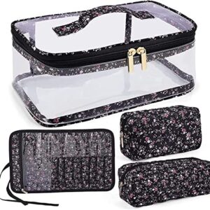 MAGEFY 4 Piece Makeup Bags, Transparent Waterproof Cosmetic Bag Toiletry Bag for Women Men Travel Organizer Bag Set for Accessories, Toiletries