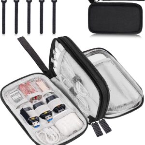 CNPOP Electronics Organizer,Travel Cable Organizer Bag,Water Resistant Double Layers Pouch Carry Case for Cable,Cord,Phone,Charger,Earphone,Travel Accessories Tech Storage Bag for Men,Black,Small