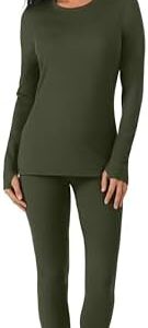 Cuddl Duds Thermal Underwear Long Johns for Women Fleece Lined Cold Weather Base Layer Top and Leggings Bottom Winter Set