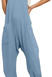 AUTOMET Jumpsuits for Women Casual Summer Rompers Sleeveless Loose Spaghetti Strap Baggy Overalls Jumpers with Pockets 2024