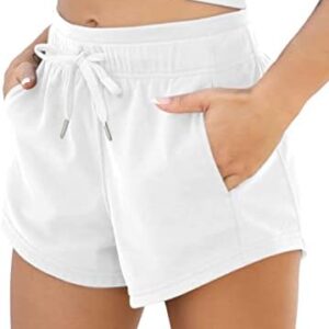 ODODOS Women's Sweat Shorts with Pockets Cotton French Terry Drawstring Summer Workout Casual Lounge Shorts