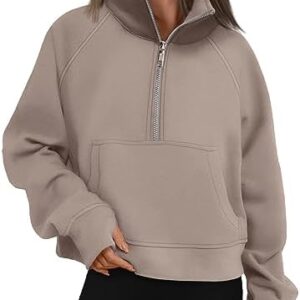 AUTOMET Womens Sweatshirts Half Zip Cropped Pullover Fleece Quarter Zipper Hoodies Fall outfits Clothes Thumb Hole