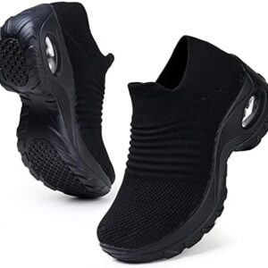 HKR Women's Walking Shoes Arch Support Knit Upper Non Slip Shoes Breathable Lightweight for Plantar Fasciitis
