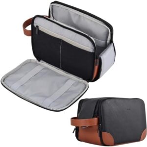 Toiletry Bag for Men, Handheld Travel Toiletry Bag, Waterproof Mens Toiletry Travel Bag, Thickened PU Travel Dopp Kit, Toiletries Travel Bag for Business Trips and Camping, Black