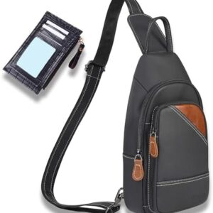 Mens Crossbody Bag Shoulder Casual Daypacks Chest Bags,Genuine Leather Small Sling Bag for Travel