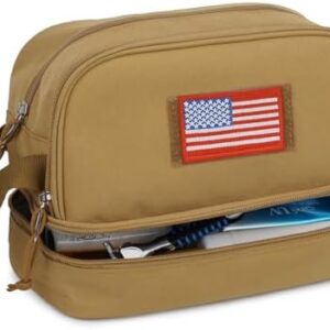 ATRIPACK Toiletry Bag for Men, Tactical Travel Bag with Dry Wet Separate,Water-Resistant Hanging Dopp Kit for Women with Large Capacity, Shaving Bag for Travel,Sports Shower(Brown)