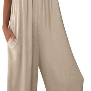 Dokotoo Women's Loose Sleeveless Jumpsuits Adjustable Spaghetti Strap Stretchy Long Pant Romper Jumpsuit with Pockets