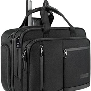 VANKEAN 17.3 Inch Rolling Laptop Bag, Waterproof Overnight Rolling Bags, Laptop Bags for Travel/Work/Business, Stylish Carry on Briefcase, Black