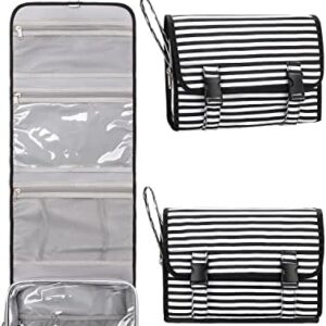 Relavel Travel Hanging Toiletry Bag for Men Women Travel Kit Shaving Bag Waterproof Large Makeup Bag Wash Bag Makeup Organizer Cosmetic Case for Bathroom Shower Stripe