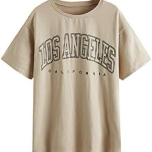 SOLY HUX Women's Graphic Oversized Tees Letter Print Summer Tops Vintage Half Sleeve Loose Casual T Shirts