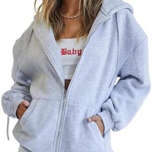 Trendy Queen Womens Zip Up Hoodies Long Sleeve Sweatshirts Fall Outfits Oversized Sweaters Casual Fashion Jackets