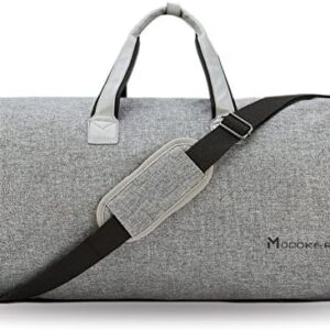 Convertible Garment Bag with Shoulder Strap, Modoker Carry on Garment Duffel Bag for Men Women - 2 in 1 Hanging Suitcase Suit Travel Bags (Grey)