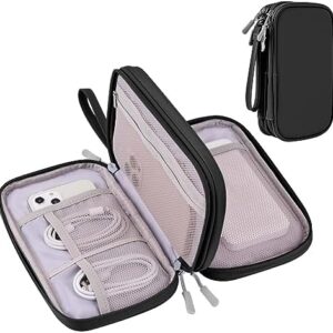 DDgro Cables Organizer Travel Pouch for Men Women to Organize and Storage Tech Accessories Electronics Cords Charger Earphones Cell Phone Power Bank (Black, PU-M)