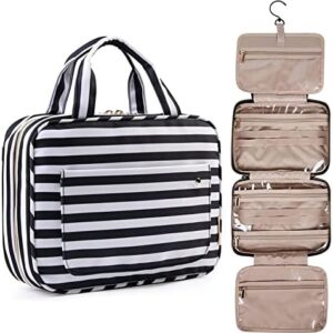 BAGSMART Toiletry Bag Travel Bag with Hanging Hook, Water-resistant Makeup Cosmetic Bag Travel Organizer for Accessories, Shampoo, Full Sized Container, Toiletries